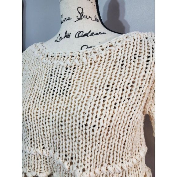 Free Peopl Loose Knit Fringe Sweater Women's S - Picture 3 of 9
